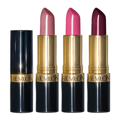 REVLON Lipstick Set, Super Lustrous 3 Piece Gift Set, High Impact, Moisturizing, Cream Finish in Pink, Plum & Berry, Pack of 3