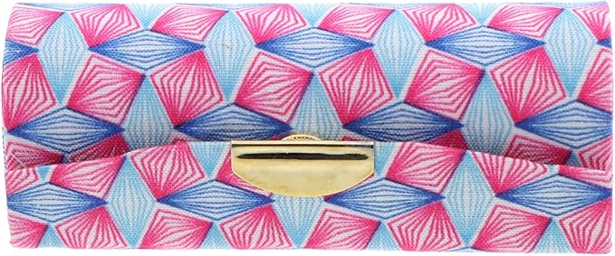 Motique Accessories Diamond Pattererned Fabric Lipstick Case with Mirror for Purse-Pink