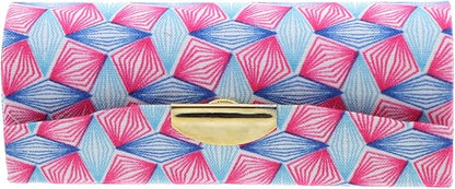 Motique Accessories Diamond Pattererned Fabric Lipstick Case with Mirror for Purse-Pink