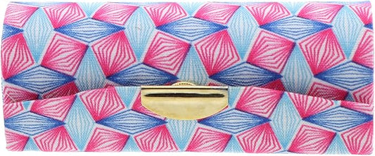 Motique Accessories Diamond Pattererned Fabric Lipstick Case with Mirror for Purse-Pink
