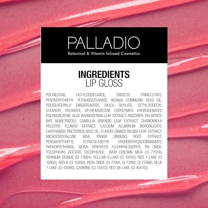 Palladio Lip Gloss, Non-Sticky Lip Gloss, Contains Vitamin E and Aloe, Offers Intense Color and Moisturization, Minimizes Lip Wrinkles, Softens Lips with Beautiful Shiny Finish, Passion Pink
