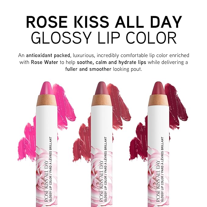 Physicians Formula Rosé Kiss All Day Glossy Lipstick Lip Color Makeup, Red Xoxo | Dermatologist Tested, Clinicially Tested