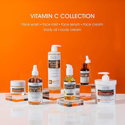 Advanced Clinicals Vitamin C Body Oil Skin Care Moisturizer W/Vitamin E & Turmeric - Nourishing, Brightening, & Hydrating Body Oil To Improve Look Of Dark Spots, Dry Skin, & Stretch Marks, 3.8 Fl Oz