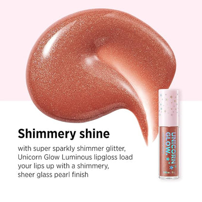 UNICORN GLOW Luminous Lip Gloss, [#2 Topaz ]- Moisturizing Lip Gloss with Shimmery Finish - Lightweight, Sheer and Hydrating[0.18 oz. / 5 g]