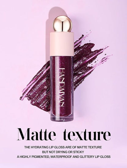 Shimmer Matte Lip Gloss, Diamond Shiny Waterproof Lipstick, Glitter Lipstick for Lips, Eyes, Cheeks (#03)