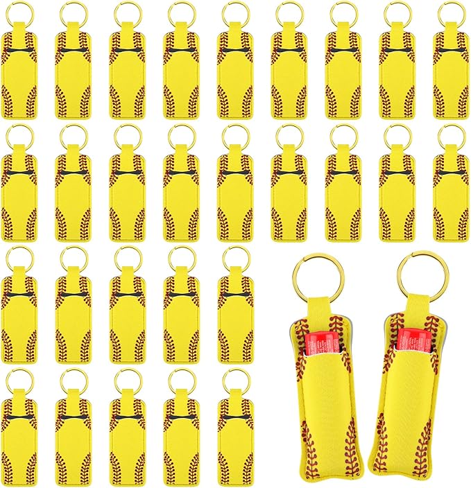 ADXCO 30 Pieces Softball Chapstick Holder Softball Lipstick Lipgloss