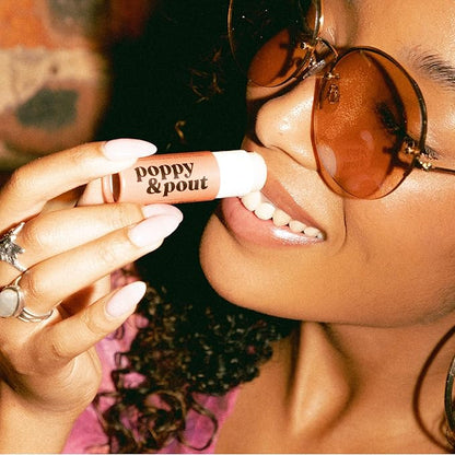Poppy & Pout Pomegranate Peach Jumbo Lip Balm | All Natural Lip Balms & Moisturizers | Hydrates with Beeswax, Vitamin E, Organic Coconut Oil | Cruelty-Free | Lip Balm in Recyclable Cardboard Tube