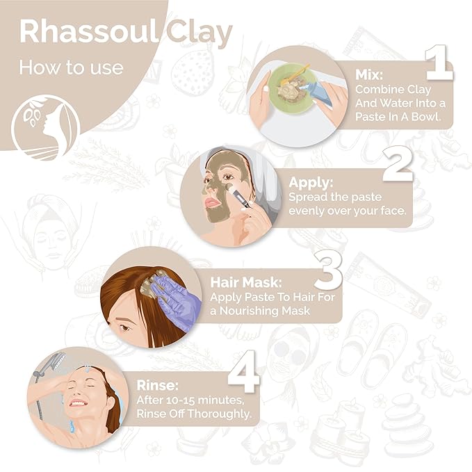 Fatima's Garden Rhassoul Clay with Herbs - Detox Facial Powder, 150g