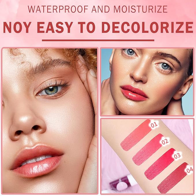 2PCS Lip Tint Stain Set, Velvet Lip Gloss Moisturizing Lip Stain Long Lasting Waterproof Liquid Lipstick Set Multipurpose Water Lip Stain Tint for Lip and Cheek Tint（03 & 04）