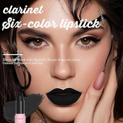 Halloween Black White Red Matte Lipstick Set, Black Goth