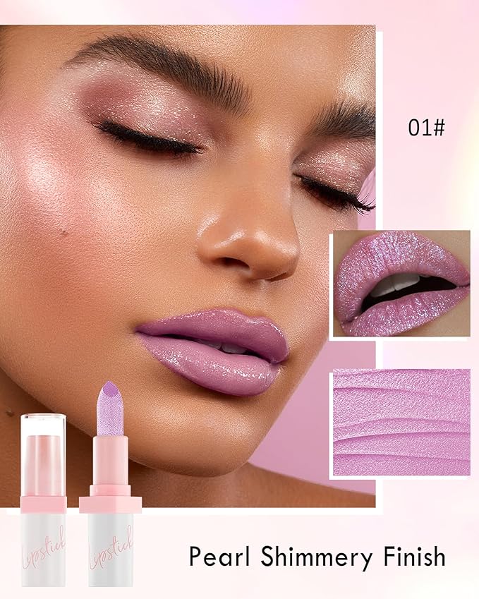 Glitter Lipstick for Women, Shimmer Sparkly Lipstick Long Glitter