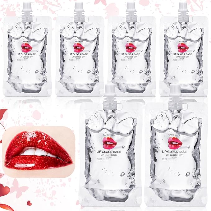 6 Pcs 100ml Lip Gloss Base Clear Lip Balm Base Moisturize Lip Gloss Base for DIY Lip Gloss Making Kit Makeup Gift Kits for Women Oil Material Makeup Lipstick Primer for Handmade Lip Balms
