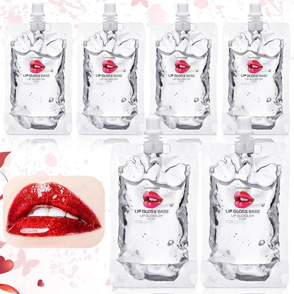 6 Pcs 100ml Lip Gloss Base Clear Lip Balm Base Moisturize Lip Gloss Base for DIY Lip Gloss Making Kit Makeup Gift Kits for Women Oil Material Makeup Lipstick Primer for Handmade Lip Balms