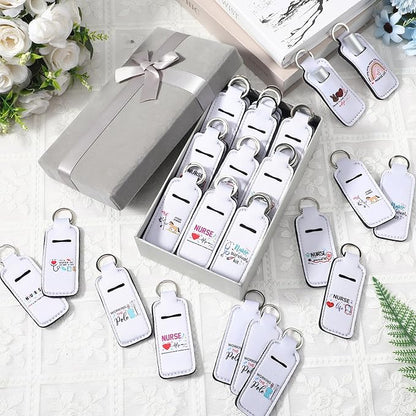 Ctosree 40 Pcs Nurse Week Gifts for Women Lip Balm Lipstick Holder Keychain with Inspirational Words Portable Clip on Lip Gloss Sleeve Pouch Nurses for Travel Accessory, 10 Pattern