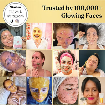 VogueNow Jelly Face Mask for Facials - 24K Gold Hydrating, Brightening & Nourishing Jelly Mask with Free Jade Roller & Spatula | Professional Hydrojelly Masks | Vajacial Jelly Mask Powder | 23 Oz Jar