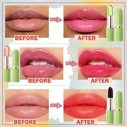 3PCS Aloe Vera Color Changing Lipstick Set,Magic Jelly Changing