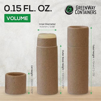 GreenWay 0.15oz / 4.25g Kraft Paperboard Lip Balm Tubes with Lids - 12 Pack Lip Gloss Tubes Refillable DIY Cosmetic Containers – Extra Thick Push-Up Bottom Lip Balm Containers - White