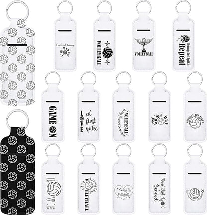 16 Pcs Volleyball Lipstick Holder Keychains Bulk Volleyball Gifts