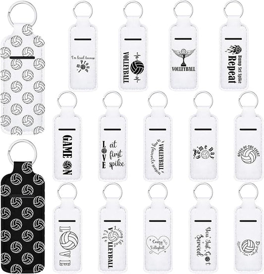 16 Pcs Volleyball Lipstick Holder Keychains Bulk Volleyball Gifts