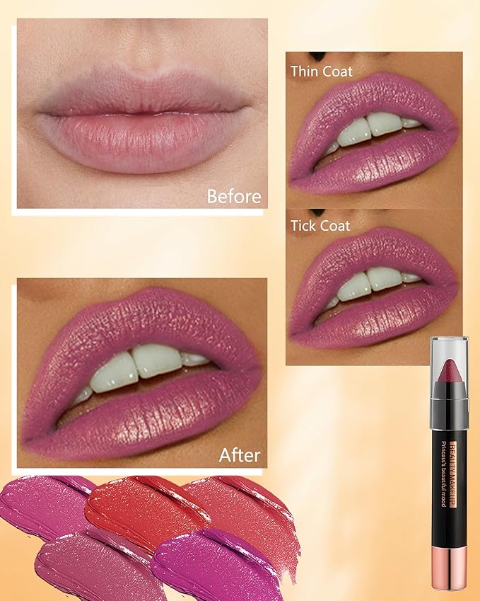 Metallic Diamond Glitter Matte Lipstick Crayon Pencil, Long Glitter