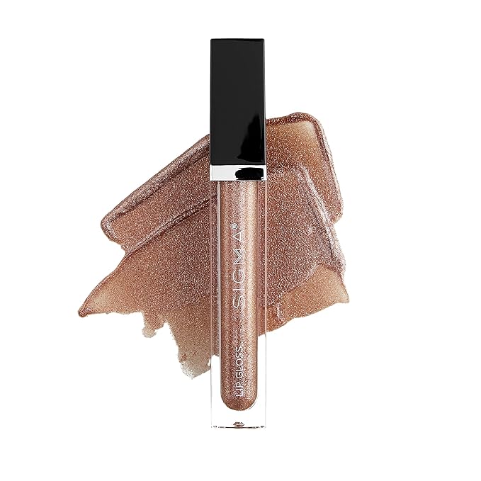 Sigma Beauty Lip Gloss - Dazzling - Non Sticky, High-Shine Lip Gloss with Shimmer - Paraben Free Lip Gloss - Bronze Lip Color