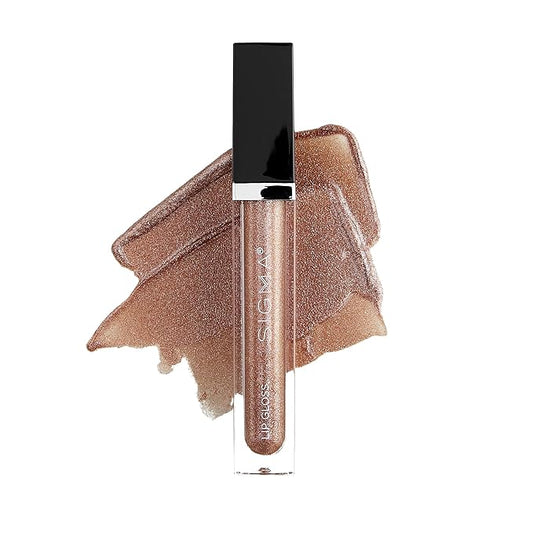 Sigma Beauty Lip Gloss - Dazzling - Non Sticky, High-Shine Lip Gloss with Shimmer - Paraben Free Lip Gloss - Bronze Lip Color