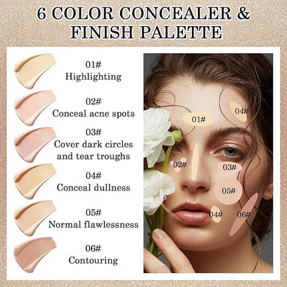 6 Colors Correcting Concealer Cream Contour Palette,Long Lasting Makeup Kit