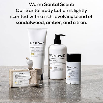 No. 002 Santal Body Lotion 8 Oz, Moisturizing & Nourishing Daily Dry Skin Lotion for Men, Made with Hydrating Natural Aloe Vera, Non-Oily, Warm Amber, Sandalwood & Citron Scent, Vegan