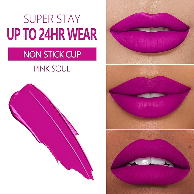 MAKI YIKA 3Pc Matte Lipstick Makeup, Hot Pink Lipstick