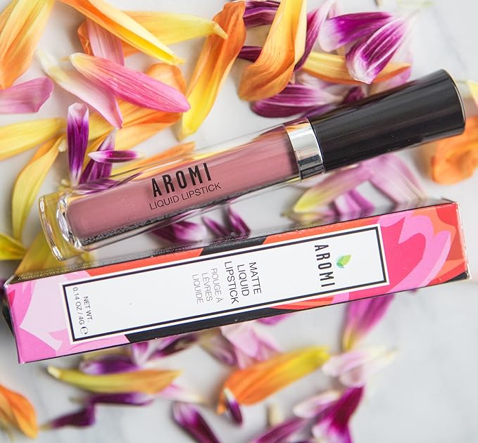 Aromi Matte Liquid Lipstick | Long-Lasting, Waterproof, Smear, Smudge + Transfer Proof, Dusty Rose Lip Color, Nude Shade, Vegan Makeup (Berry Nude)