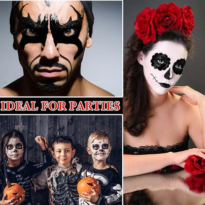 3 PCS Matte Black Liquid Lipstick,Professional Halloween Special Effects Makeup Long Lasting Waterproof Face Body Paint Lip Gloss for Cosplay Goth Makeup