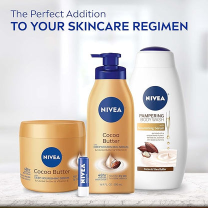 NIVEA Cocoa Butter Body Lotion with Deep Nourishing Serum, 16.9 Fl Oz Pump Bottle (Pack of 2)