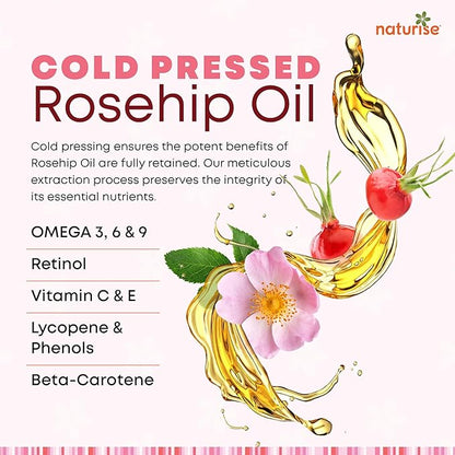 Organic Rosehip Seed Oil for Face, 100% Pure, Natural Cold Pressed Rose Hip Oil for Skin, Hair, Nails and Body Care (1 FL. OZ.)