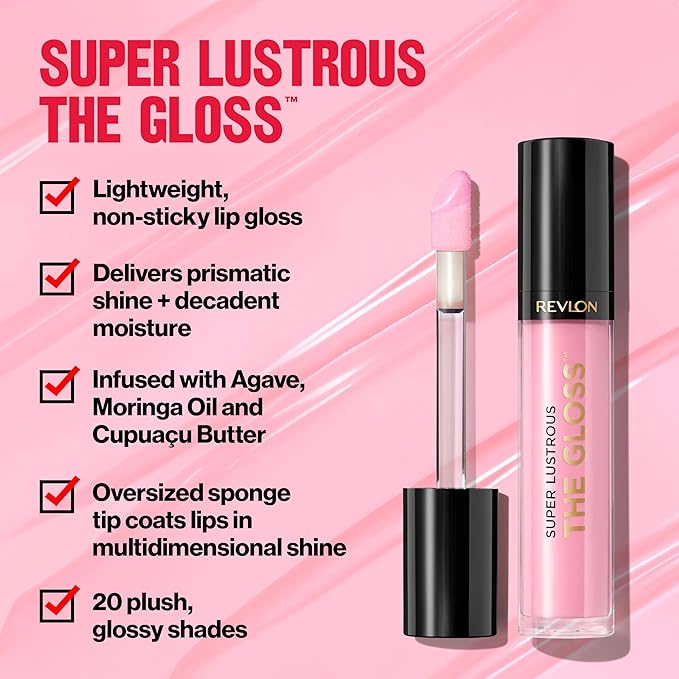 REVLON Lip Gloss, Super Lustrous The Gloss, Non-Sticky, Gloss,