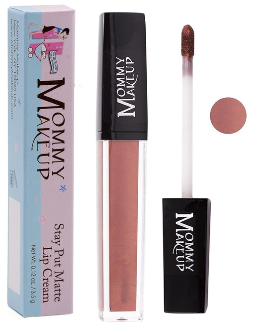 Mommy Makeup Stay Put Matte Lip Cream | Kiss Proof Lipstick in Pennie (A Rich Copper with Shimmer) Transfer Proof, Smudge Proof, Waterproof, Non Drying, Long Wear Lipstick