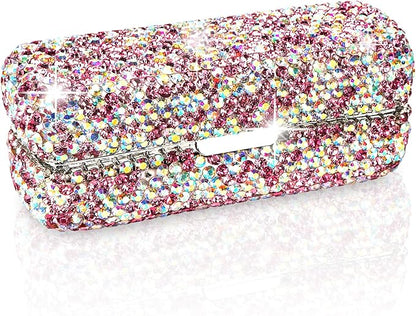 Lipstick Case with Mirror, Rhinestone Crystal Lipstick Organizer Organizer