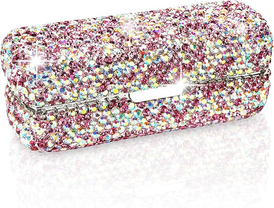 Lipstick Case with Mirror, Rhinestone Crystal Lipstick Organizer Organizer