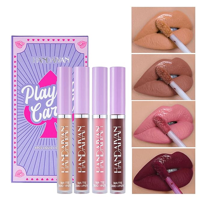 4Pcs Matte Liquid Lipstick Lipgloss Lip Gloss Stain Lipgloss