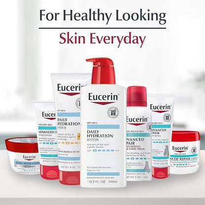 Eucerin Daily Hydration Body Lotion, Unscented Body Lotion for Sensitive Dry Skin, 16.9 Fl Oz Pump Bottles, 3 Pack