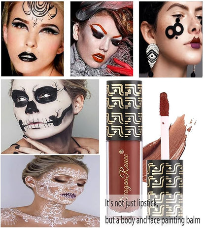 Halloween Dark Matte Liquid Lipstick for Women, Long Lasting Waterproof Lip Gloss, Face Body Painting, Vivid Vampire Lip Stain for Masquerade, Party Goth Makeup, Cosplay (#08 Nude Pink)