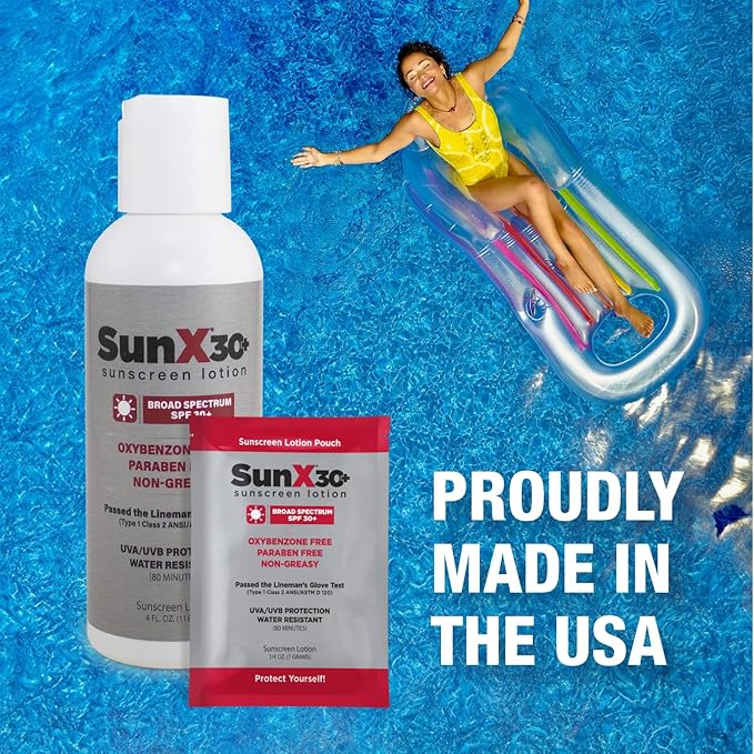 CoreTex Sun X 30+ SPF Individual Sunscreen Packets Travel Size (10ct. with Carrying Case) - Free of Parabens, Oxybenzone, Octinoxate - Broad Spectrum (UVA/UVB) Sunscreen - Water Resistant up to 80 Min