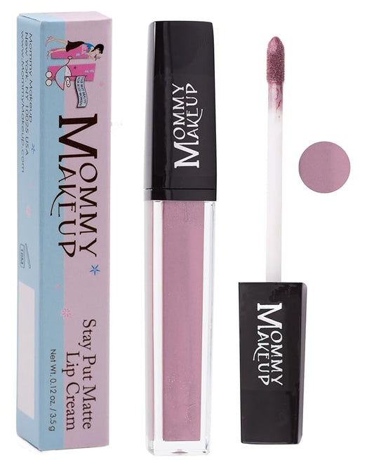 Mommy Makeup Stay Put Matte Lip Cream | Kiss Proof Lipstick in Raquel (A Heather Mauve with Shimmer) Transfer Proof, Smudge Proof, Waterproof, Non Drying, Long Wear Lipstick