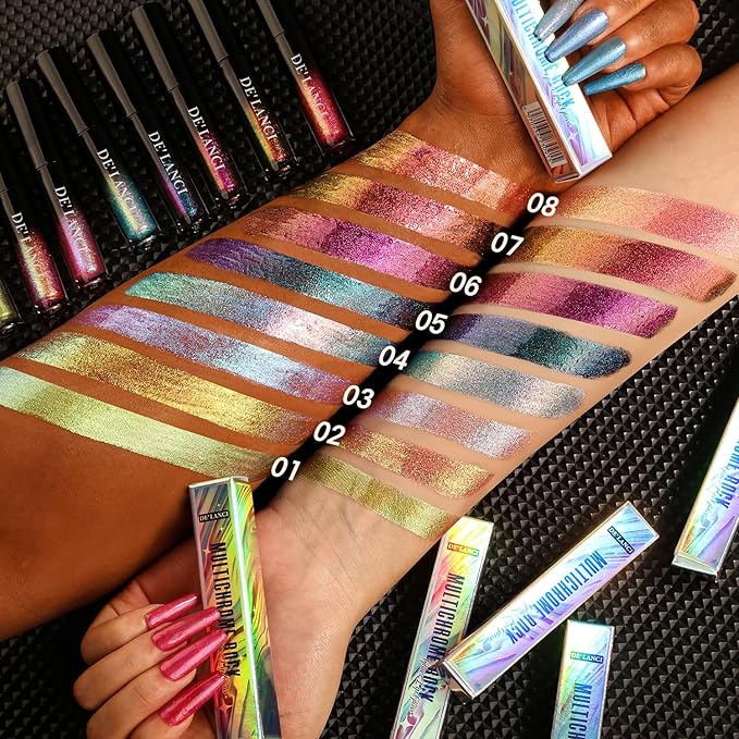 Chameleon Lipstick Blue Green Color,Shimmer Metallic Colourful Lip Gloss for Women Girls Lips Makeup Gift,Hydrating Waterproof and Long Lasting Lip Stick Shiny,Talc-Free，#1
