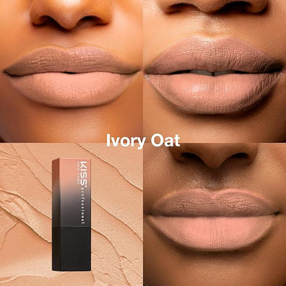 KISS NEW YORK Professional Rich Pigmented Lipstick, Smooth Satin Finish, Long Lasting, Infused with Shea Butter and Vitamin E (Ivory Oat)