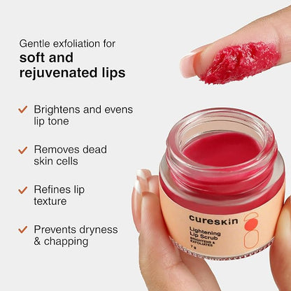 Lightening Lip Scrub for Men and Women | Exfoliate & Brighten with Walnut Shell Powder, Beetroot & Squalane | Lip Scrub for Dark Lips to Lighten Pink