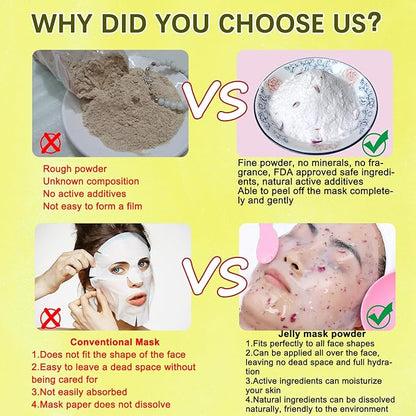 Jelly Mask for Facials Professional, Chamomile Jelly Mask Powder, Morsturize & Repair Soothes Face Skin Care for Vajacial Peel Off Mask, Esthetician Supplies, Natural Ingredients Unscent