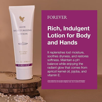 Forever Living - Aloe Moisturizing Lotion Duo - Deep Hydration with Collagen - Silky Smooth Texture - Gluten-Free Hand and Body Formula Pack of 2