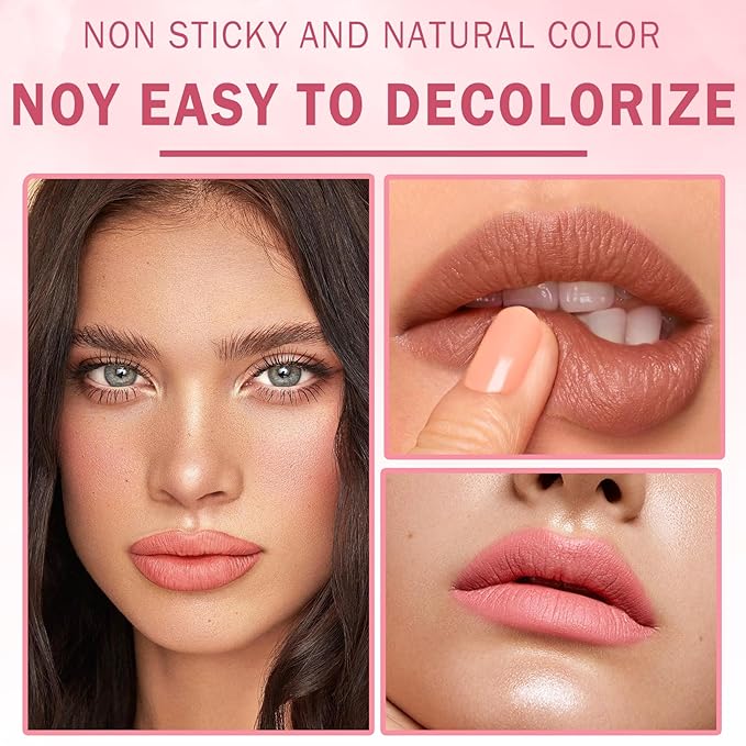 5 Colors Nude Matte Lipstick Set,Smooth Velvety Lip Long