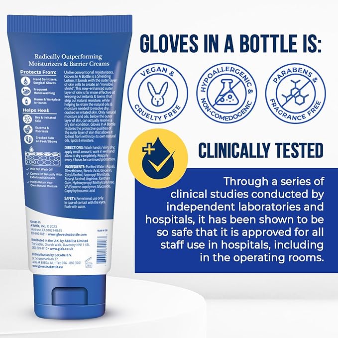 Gloves In A Bottle – Shielding Lotion for Dry Skin, Hand Lotion Travel Size, Protects & Restores Dry Cracked Skin– 3.4 oz..