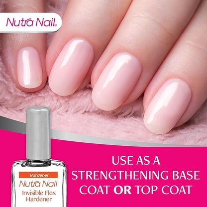 Nutra Nail Invisible Flex Hardener – Instant Protective & Restorative Clear Gel Top Coat Shield for Brittle, Damaged Nails - 0.5 Fl Oz